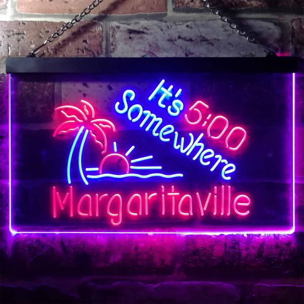 Margaritaville It's 5 Somewhere Dual LED Neon Light Sign